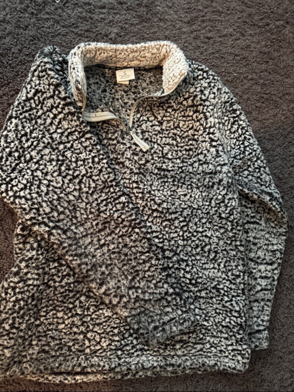 J. America Sherpa Zip Pullover - Black & White